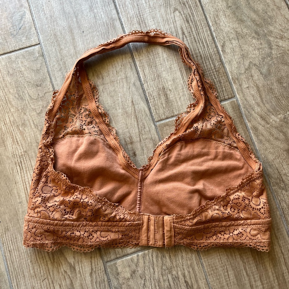 AERIE orange floral lace halter top bralette - Picture 6 of 7